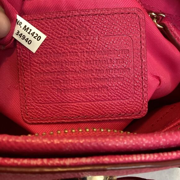 Coach Prince Street Cross Grain Leather Mini Convertible Domed Satchel Bag - Picture 14 of 15